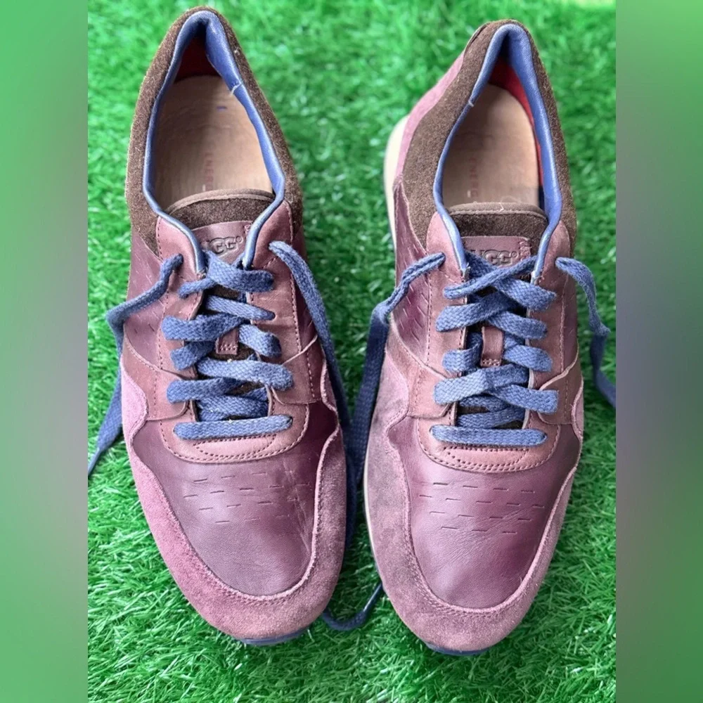 Men's Burgundy Sneakers with Blue Laces UGG Trigo‎ Trainer 1017310 Size 12